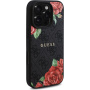 Guess 4G Roses maska s uzorkom ruža i MagSafe za iPhone 16 Pro Max - siva