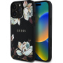 Guess Grained Magnolia Flower Pattern Case i MagSafe za iPhone 16 Pro - crna
