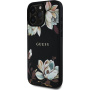 Guess Grained Magnolia Flower Pattern Case i MagSafe za iPhone 16 Pro - crna