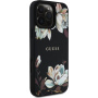 Guess Grained Magnolia Flower Pattern Case i MagSafe za iPhone 16 Pro - crna
