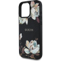 Guess Grained Magnolia Flower Pattern Case i MagSafe za iPhone 16 Pro - crna
