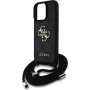 Guess 4G metalna maska s logotipom i uzicom za iPhone 16 Pro - siva