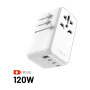 FIXED Voyager univerzalni putni adapter s 3x USB-C / USB-A priključcima i izvlačnim utikačima - 120W - bijeli