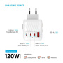 FIXED Voyager univerzalni putni adapter s 3x USB-C / USB-A priključcima i izvlačnim utikačima - 120W - bijeli