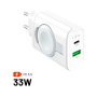 FIXED Power Socket adapter za punjenje s USB-C / USB-A priključcima i sklopivim punjačem za Apple Watch - 33W - bijeli