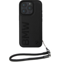 BMW Kožna maska Signature and Strap za iPhone 16 Pro Max - crna