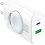 FIXED Power Socket adapter za punjenje s USB-C / USB-A priključcima i sklopivim punjačem za Apple Watch - 33W - bijeli