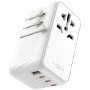 FIXED Voyager univerzalni putni adapter s 3x USB-C / USB-A priključcima i izvlačnim utikačima - 120W - bijeli