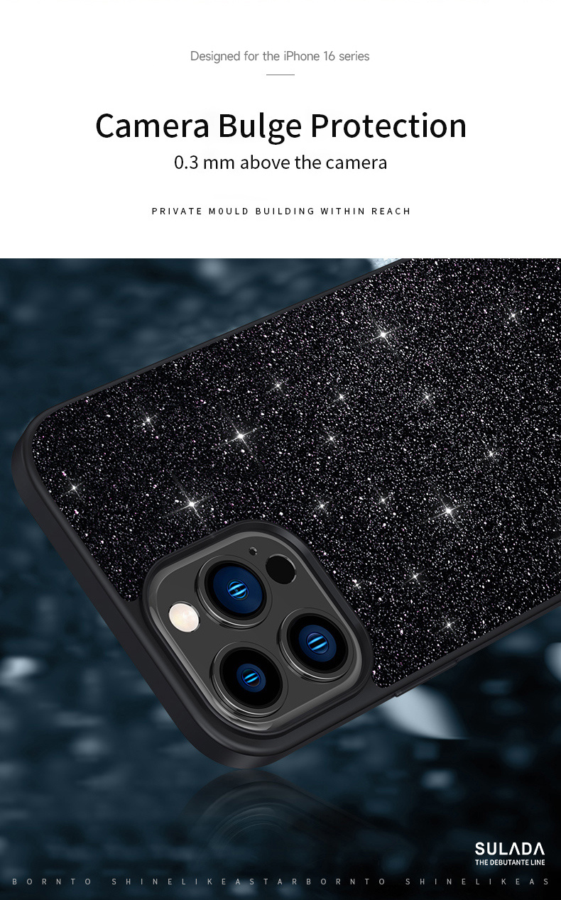 SULADA elegantna glitter maska za iPhone 16 Pro Max - crna