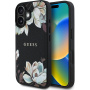 Guess Grained Magnolia Flower Pattern Case i MagSafe za iPhone 16 - crna