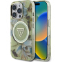 Guess IML Glitter Magnolia and Triangle Logo maska sa MagSafe za iPhone 16 Pro - zelena