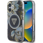 Guess IML Glitter Magnolia and Triangle Logo maska sa MagSafe za iPhone 16 - crna