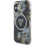Guess IML Glitter Magnolia and Triangle Logo maska sa MagSafe za iPhone 16 - crna