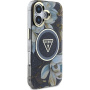 Guess IML Glitter Magnolia and Triangle Logo maska sa MagSafe za iPhone 16 - crna