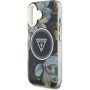 Guess IML Glitter Magnolia and Triangle Logo maska sa MagSafe za iPhone 16 - crna