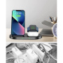 Swissten 2u1 bežični stalak za iPhone / AirPods s prostorom za punjač za Apple Watch - 15W - crni