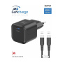 Swissten GaN set adaptera s USB-C priključkom i USB-C na USB-C kabel - 20W - 1,2 m - crna