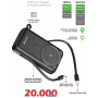 Swissten bežični MagSafe powerbank s integriranim USB-C i Lightning kabelima i USB-A priključkom - 20 000 mAh - crna