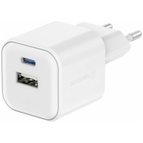 Swissten GaN adapter za punjenje s USB-C / USB-A priključcima - 35W - bijeli