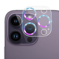 Kaljeno staklo s metalnim okvirima za zaštitu leća kamere za iPhone 14 Pro / 14 Pro Max - duga