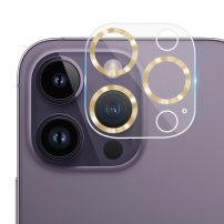 Kaljeno staklo s metalnim okvirima za zaštitu leća kamere za iPhone 14 Pro / 14 Pro Max - zlatna