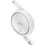 Baseus Free2Draw mini uvlačivi kabel za punjenje i prijenos podataka - USB-C na USB-C - 1 m - bijeli