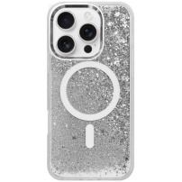 Maska s lebdećim šljokicama i MagSafe za iPhone 16 Pro Max - srebrni