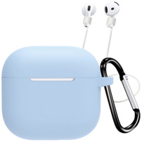Silikonska futrola s karabinom i uzicom protiv gubitka za AirPods 4 / 5 - plava