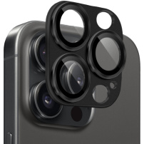 NORTHJO kaljeno staklo s metalnim okvirom za zaštitu leća kamere za iPhone 16 Pro / 16 Pro Max - crno