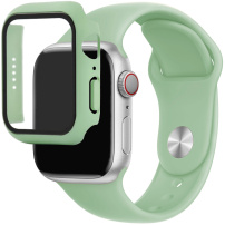 Silikonski remen s kućištem od kaljenog stakla za Apple sat 41mm - zeleni