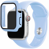 Silikonski remen s kućištem od kaljenog stakla za Apple sat 41mm - svijetlo plava