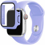 Silikonski remen s kućištem od kaljenog stakla za Apple sat 41mm - ljubičasti