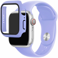 Silikonski remen s kućištem od kaljenog stakla za Apple sat 41mm - ljubičasti