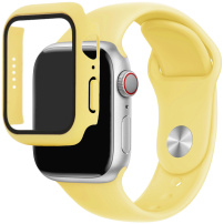 Silikonski remen s kućištem od kaljenog stakla za Apple sat 41mm - žuti