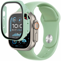 Silikonski remen s kućištem od kaljenog stakla za Apple Watch Ultra 49mm - zeleni