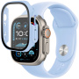 Silikonski remen s kućištem od kaljenog stakla za Apple Watch Ultra 49mm - svijetlo plava