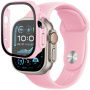 Silikonski remen s kućištem od kaljenog stakla za Apple Watch Ultra 49mm - roza