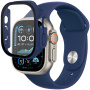Silikonski remen s kućištem od kaljenog stakla za Apple Watch Ultra 49mm - tamnoplavi