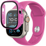 Silikonski remen s kućištem od kaljenog stakla za Apple Watch Ultra 49mm - fuksija