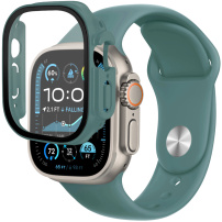 Silikonski remen s kućištem od kaljenog stakla za Apple sat Ultra 49mm - mentol