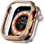 Metalna futrola optočena kamenčićima za Apple Watch 41mm - ružičasto-zlatna