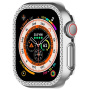 Metalna futrola ukrašena kamenčićima za Apple Watch 45mm - srebrna