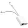 Adapter USB-C i 8 Pin Male za ethernet RJ45 i 8 Pin Female za punjenje za iPhone / iPad - bijeli