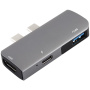 Razdjelnik 2x USB-C konektor + port USB 3.0 + HDMI port + port za punjenje USB-C PD za MacBook - siva