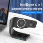 Appleking 4u1 magnetsko bežično postolje za iPhone / Apple Watch / AirPods - 15W - crno