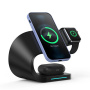 Appleking 4u1 magnetsko bežično postolje za iPhone / Apple Watch / AirPods - 15W - crno
