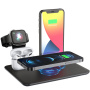 HQ-UD17 4u1 podloga za bežično punjenje za iPhone / Apple Watch / AirPods - crni