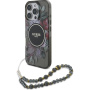 Guess IML Flowers Pearl Strap maska s trakom i MagSafe za iPhone 16 Pro Max - siva