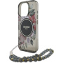 Guess IML Flowers Pearl Strap maska s trakom i MagSafe za iPhone 16 Pro Max - siva