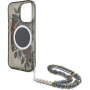 Guess IML Flowers Pearl Strap maska s trakom i MagSafe za iPhone 16 Pro Max - siva
